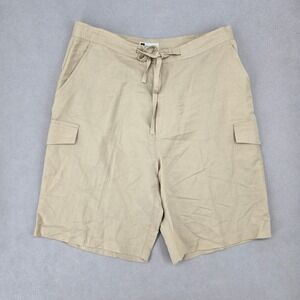 Bachrach 36 Cargo‎ Shorts Mens Tan Linen Blend Utility Coastal Summer